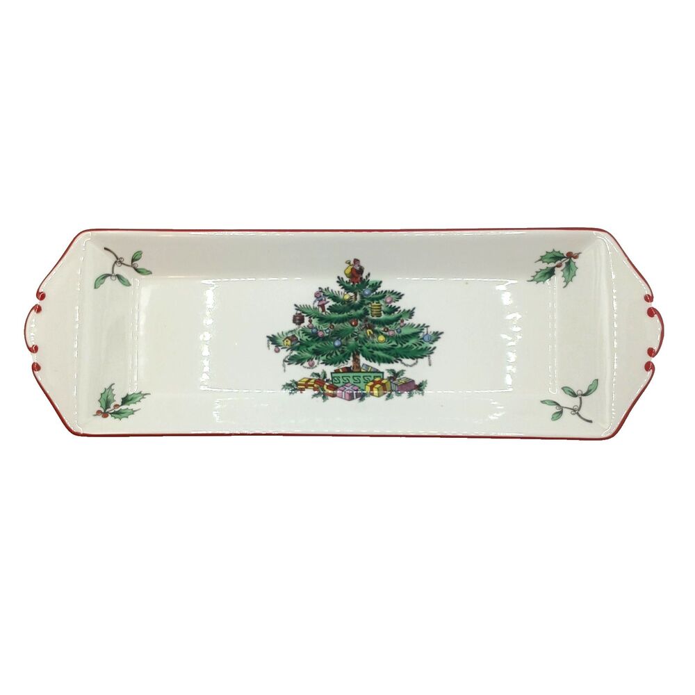 Vintage Spode Christmas Tree Rectangular Tray 9x3x1.5 inch England S3324-Y